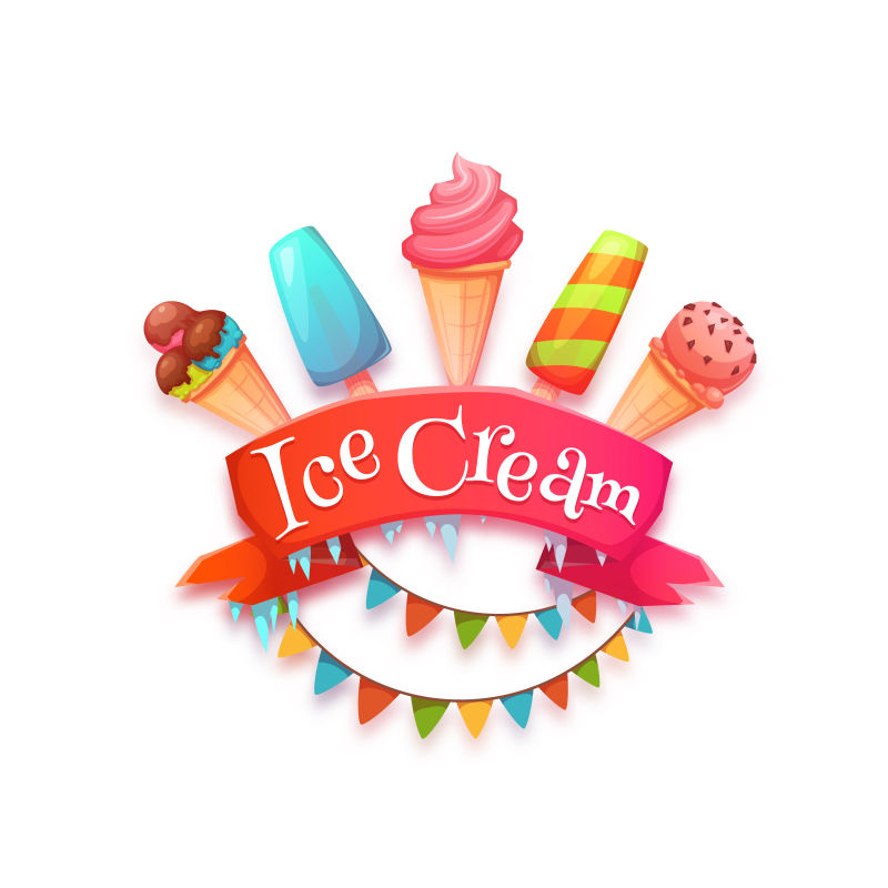 创意矢量可爱美味的冰淇淋插图