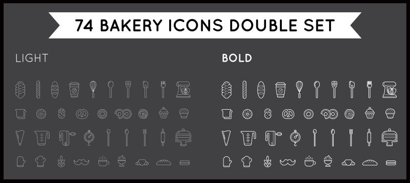 创意矢量两套面包房图标设计