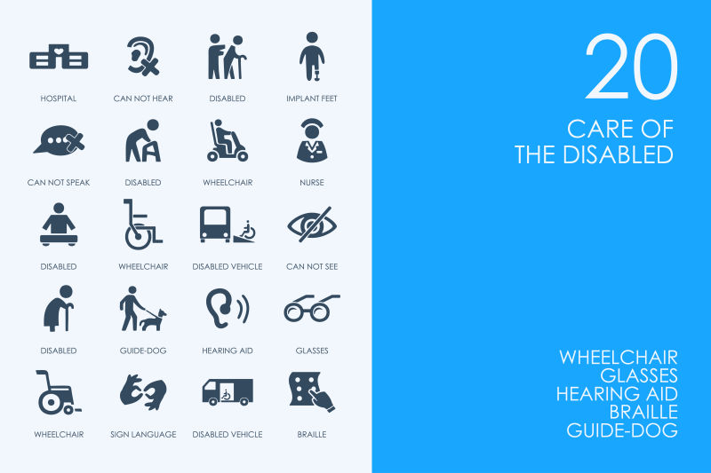 矢量残疾人关爱概念图标设计