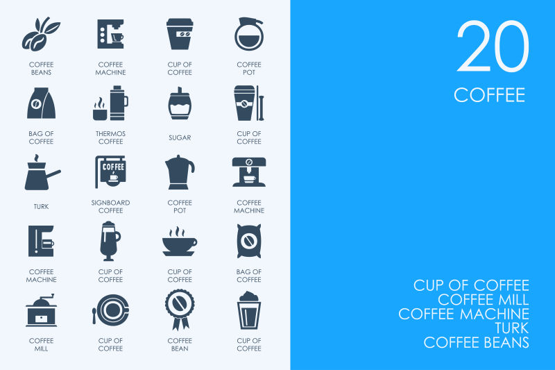 创意矢量咖啡相关图标设计