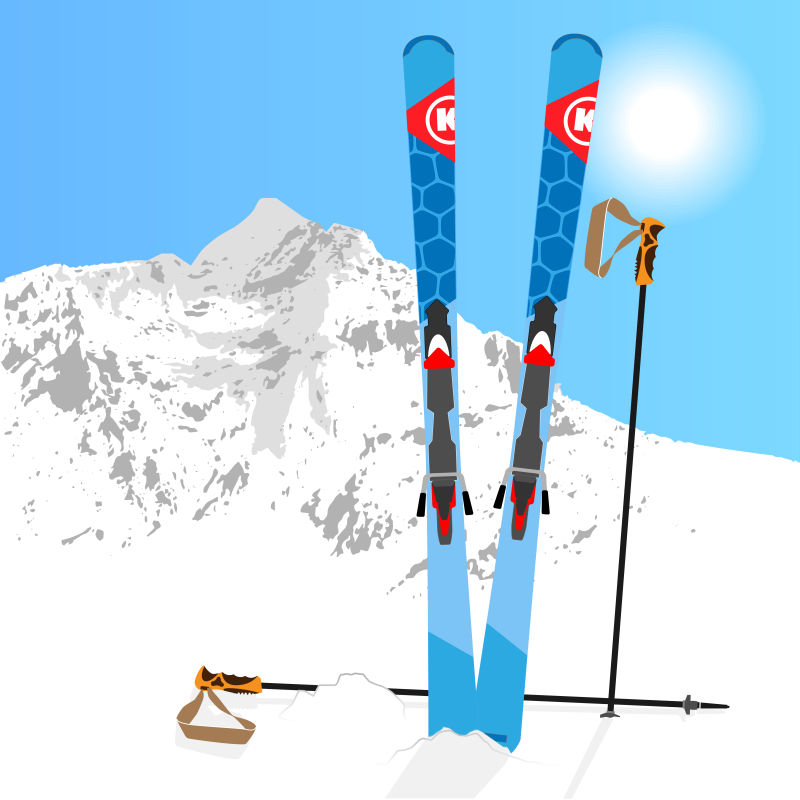 矢量的滑雪运动工具插图