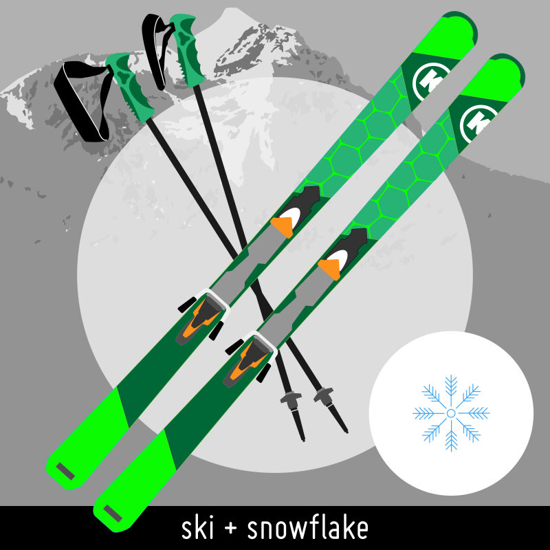 矢量的滑雪工具