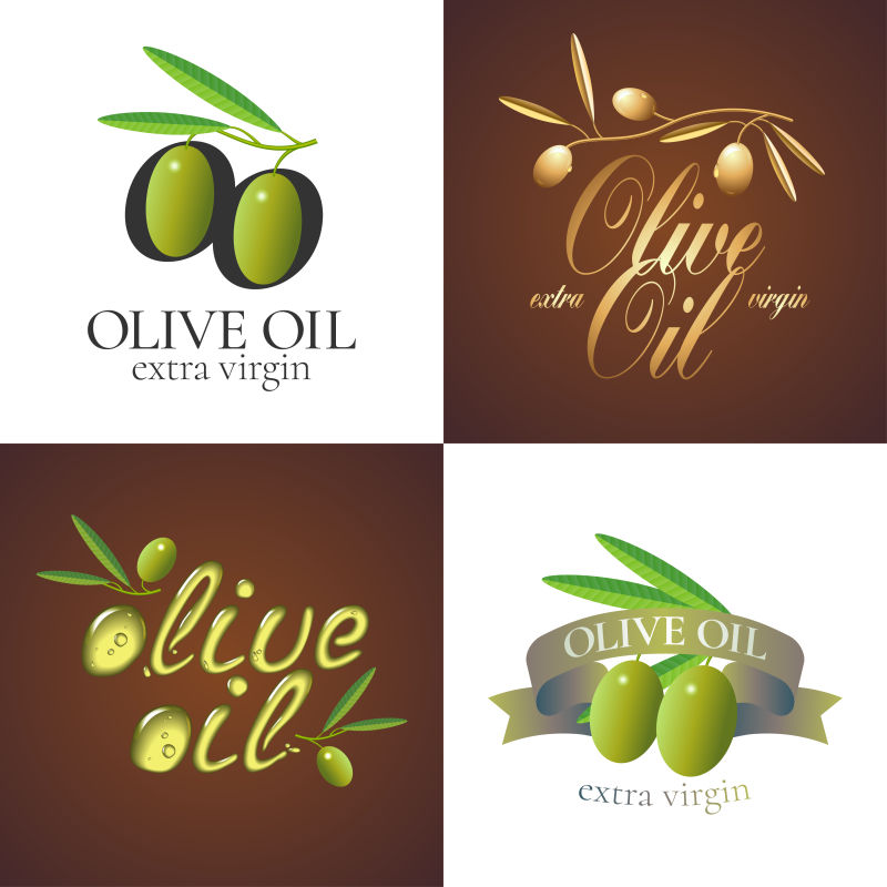 矢量白色和深红色的橄榄油创意logo设计