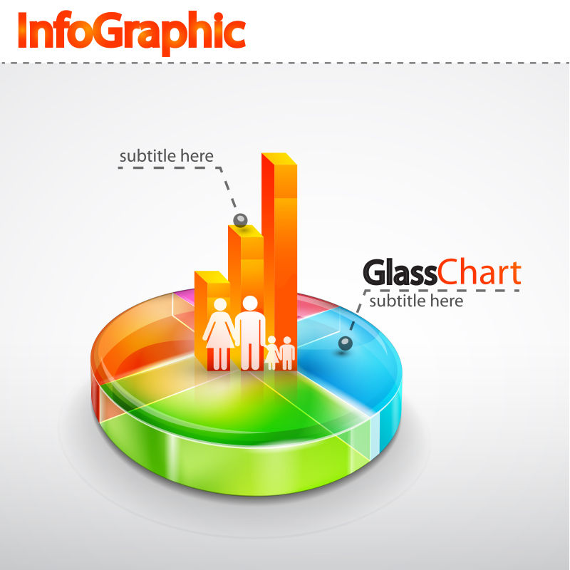 创意矢量现代立体几何风的商业信息图表设计
