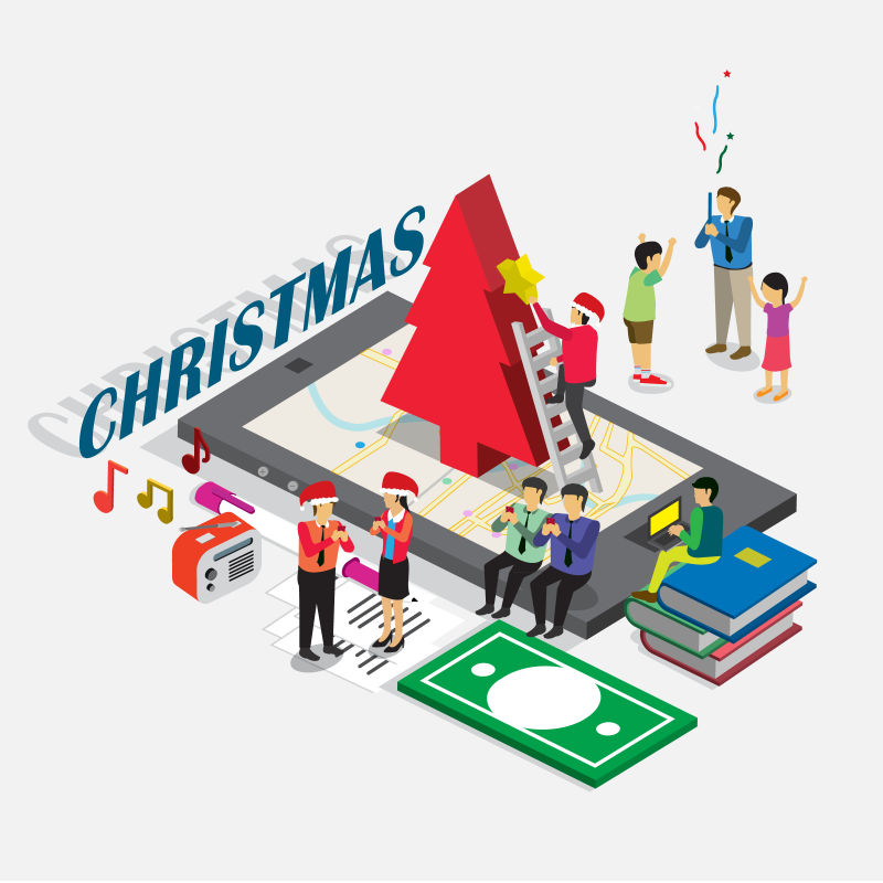 圣诞节题材的商业科技电子商务平面设计矢量