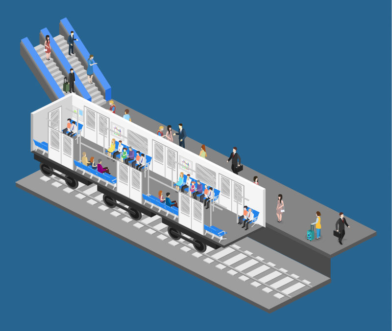 地铁列车平面结构图矢量设计
