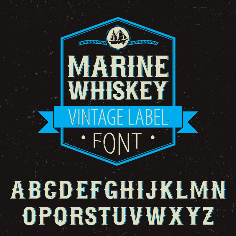 矢量威士忌字母标签设计