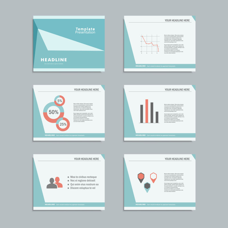营销工具包演示矢量幻灯片背景设计信息图和图表