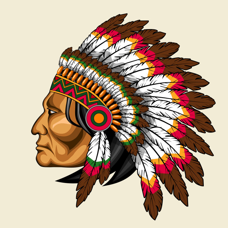 印第安酋长肖像矢量设计