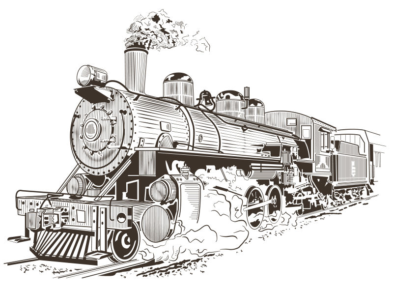 蒸汽火车插图矢量设计