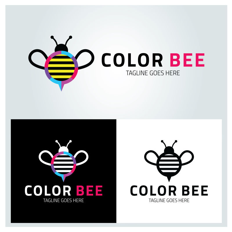 矢量彩色蜜蜂标志设计