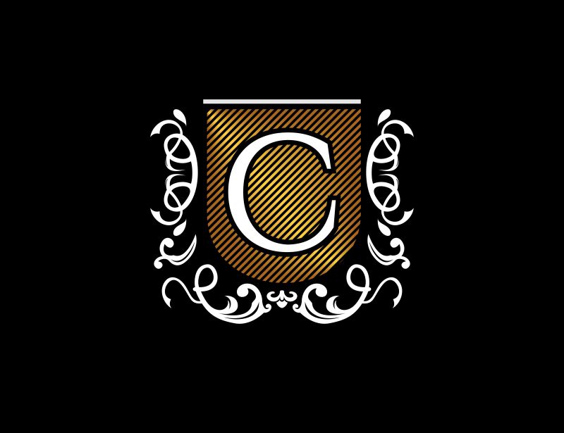 矢量黑色和白色字母C创意logo设计