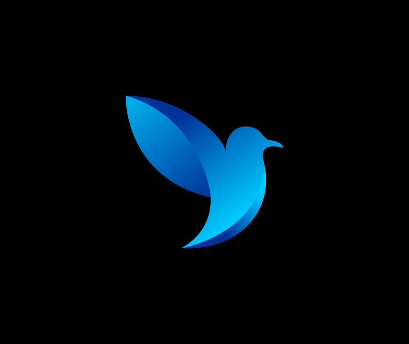 矢量蓝色鸟标志设计