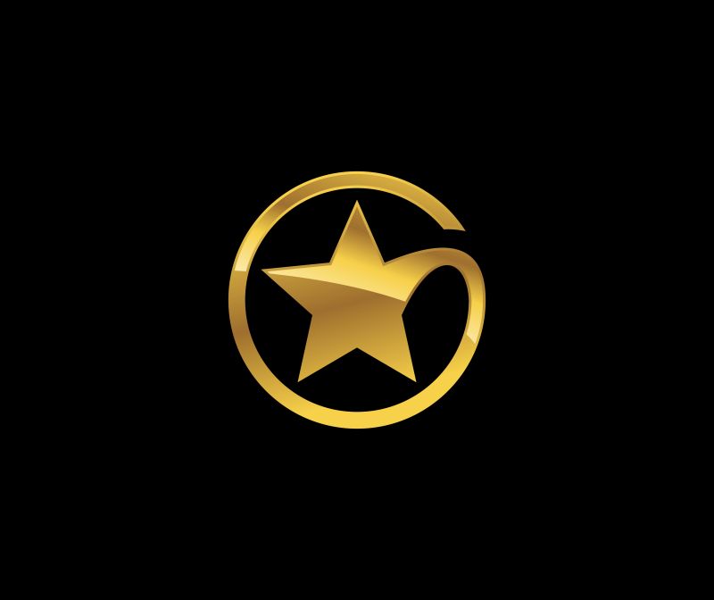矢量圆弧内的金色星星形状图案设计