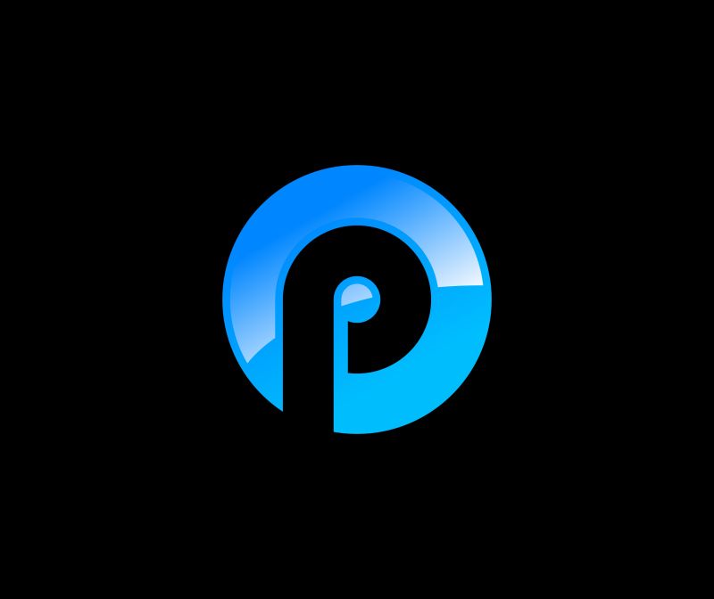 矢量蓝色圆形字母P标志设计