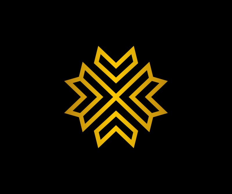 矢量黑色和金色黄金几何图形标志设计