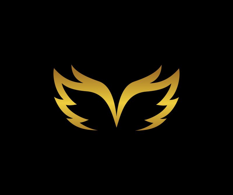 矢量黑色和金色翅膀标志设计