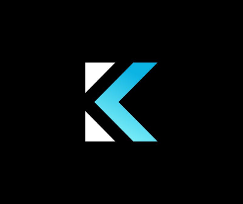 矢量蓝色和白色K标志设计