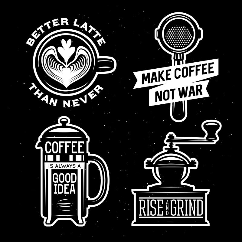 矢量咖啡相关的徽章