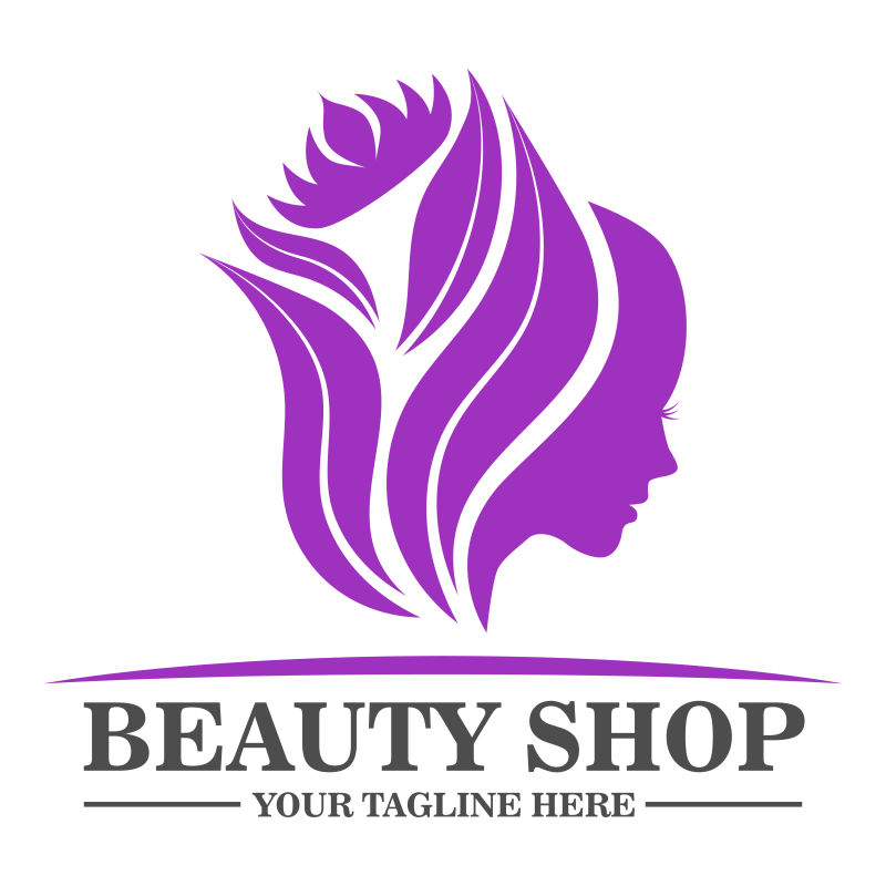 矢量紫色美容店标志设计