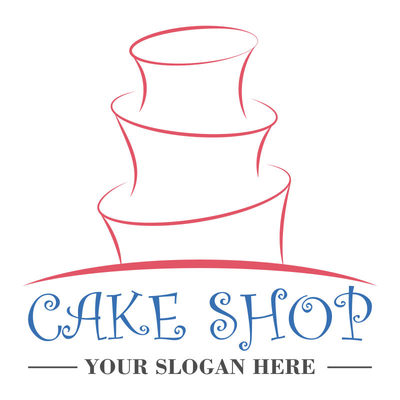 矢量红色和蓝色蛋糕店标志设计