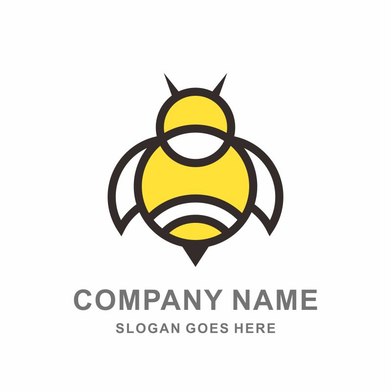 矢量黄色蜜蜂创意标志设计
