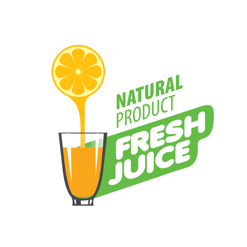 矢量绿色和橙色创意鲜汁logo设计