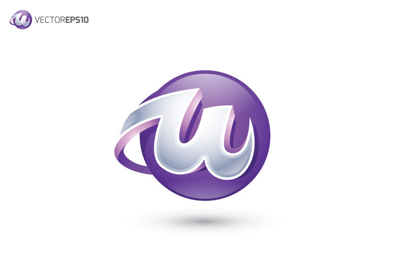 紫色的W字母球星矢量标志设计