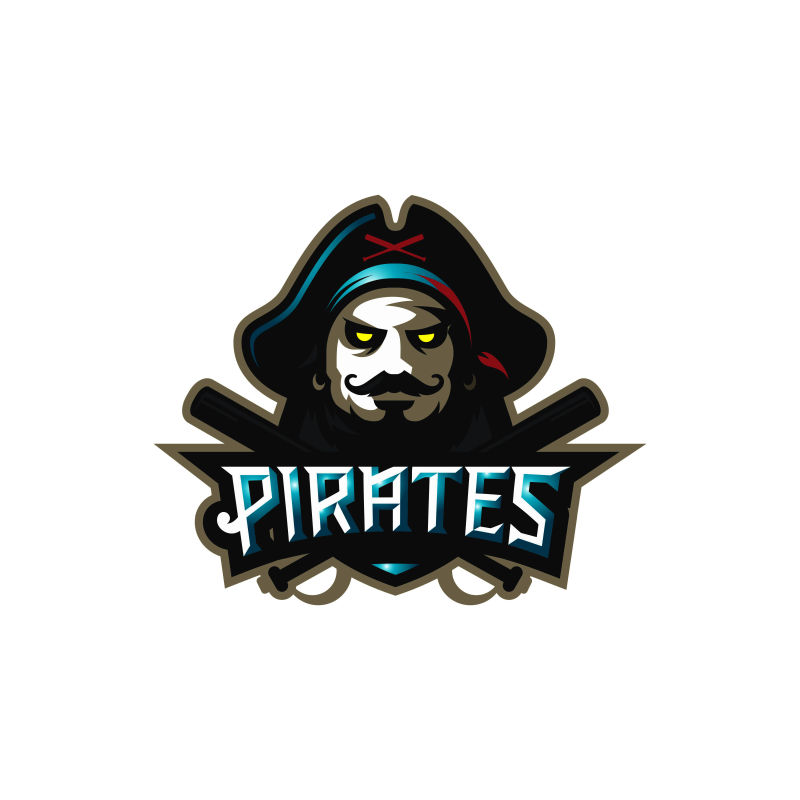 矢量戴着三角帽帽子的海盗正面创意logo设计