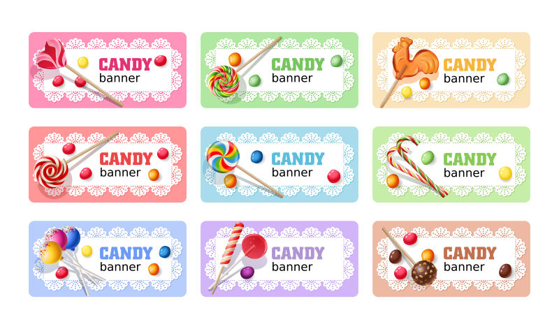 矢量卡通糖果元素的标签设计