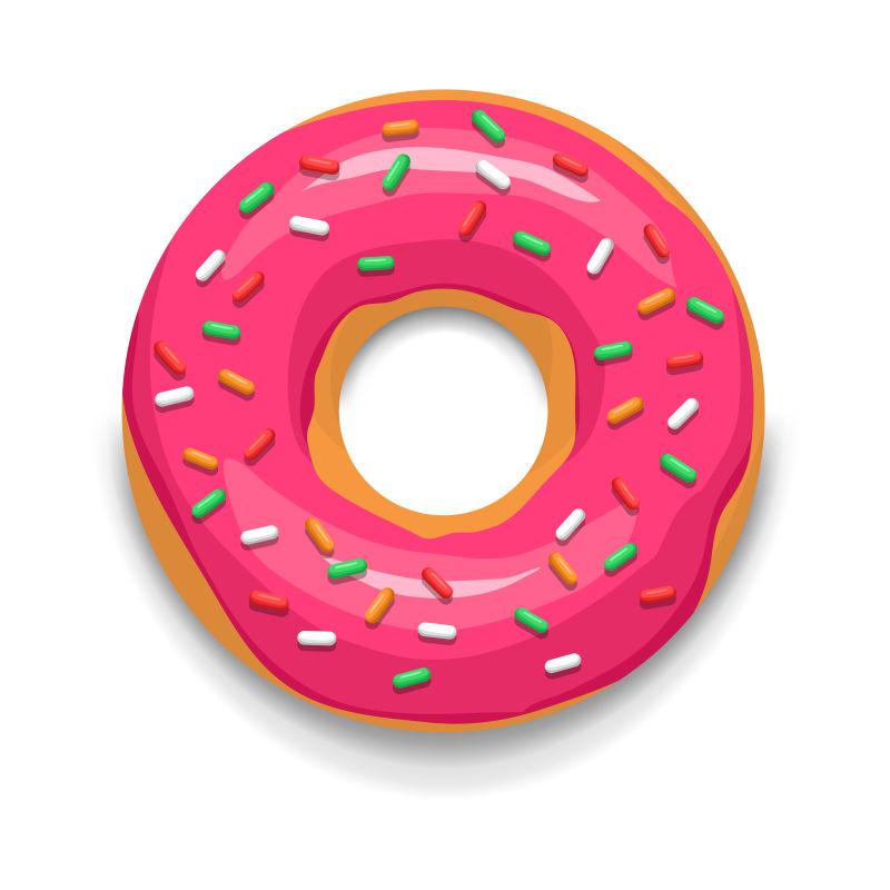卡通风格的矢量粉色甜甜圈图标