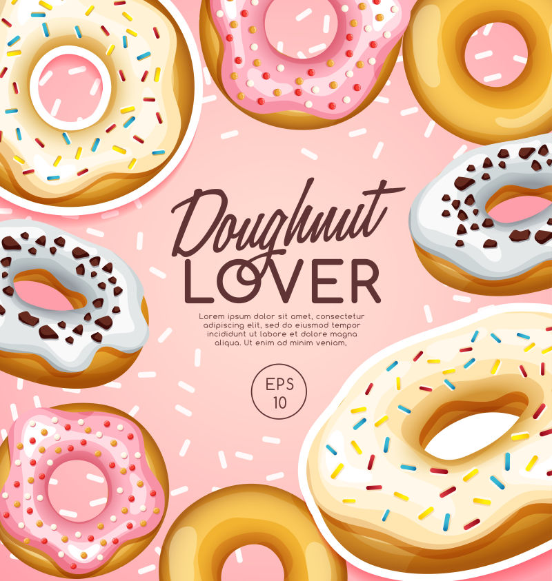 甜甜圈海报创意矢量插图