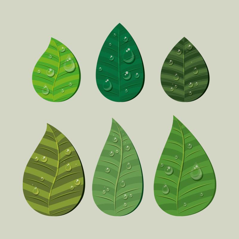 绿色树叶生态元素概念矢量