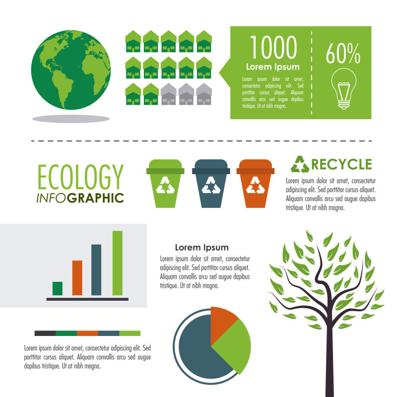 创意的绿色生态信息图表矢量设计