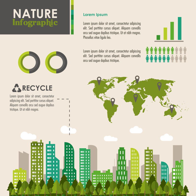 绿色的生态主题图表矢量设计