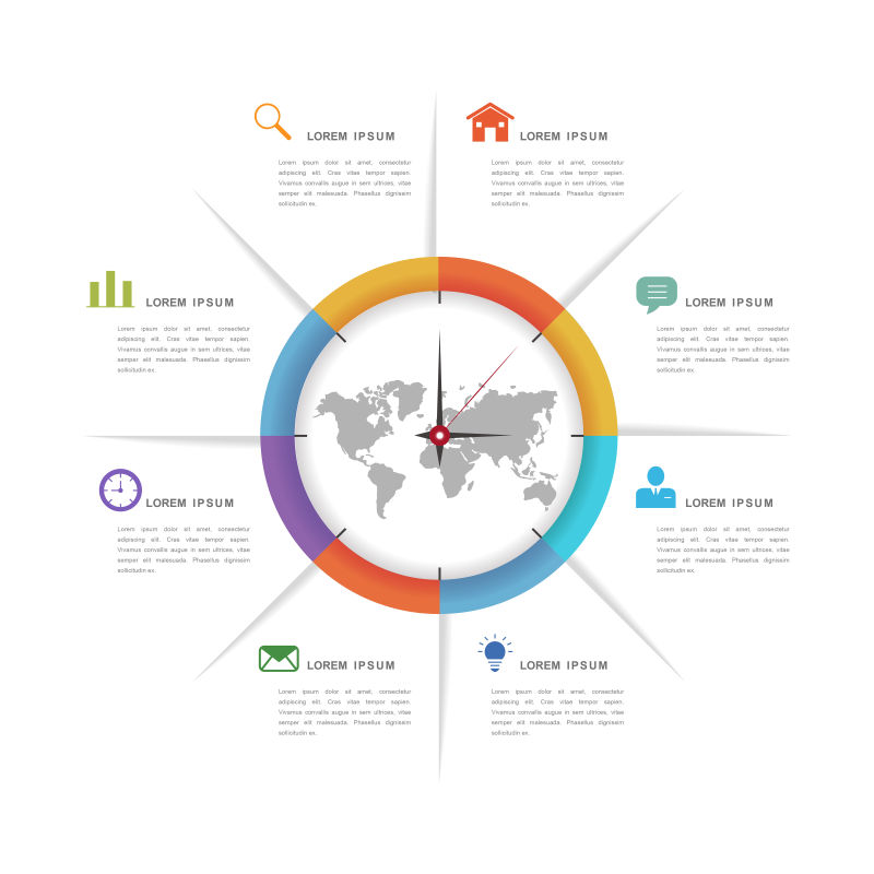 创意矢量彩色全球商业信息图表设计