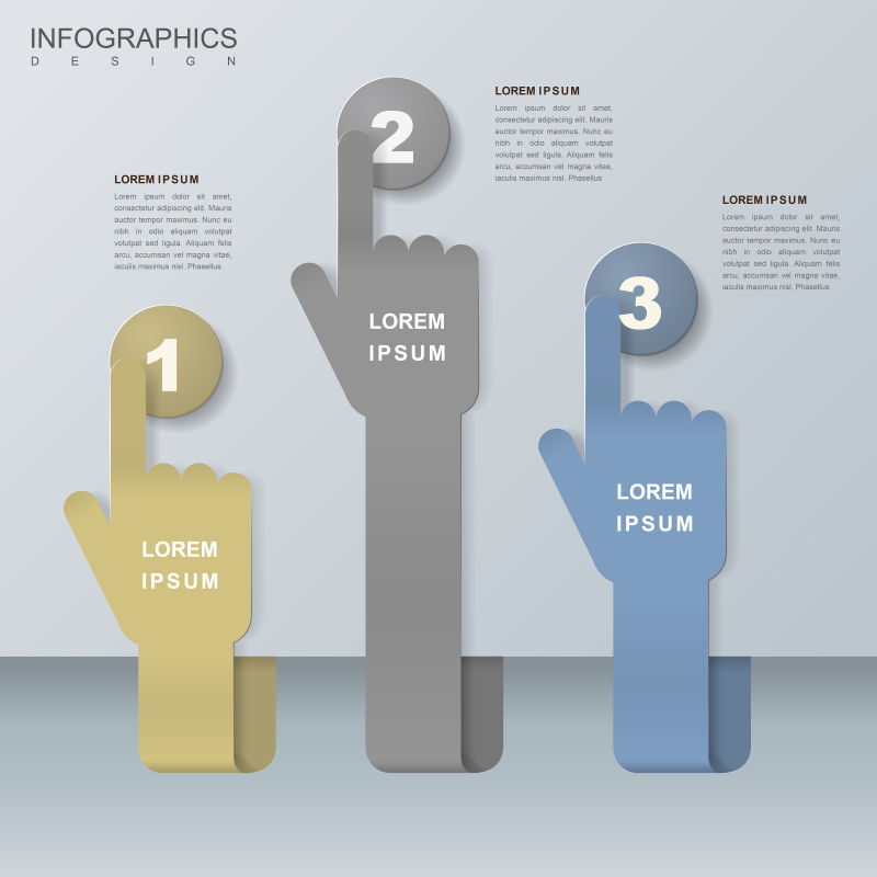 矢量卡通手指元素的矢量商业信息图表设计