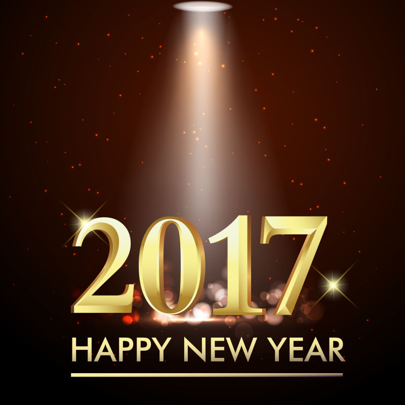 闪光灯效果的2017新年快乐海报设计矢量