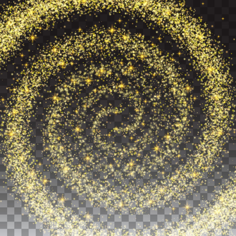 螺旋的金色发光粒子矢量插图