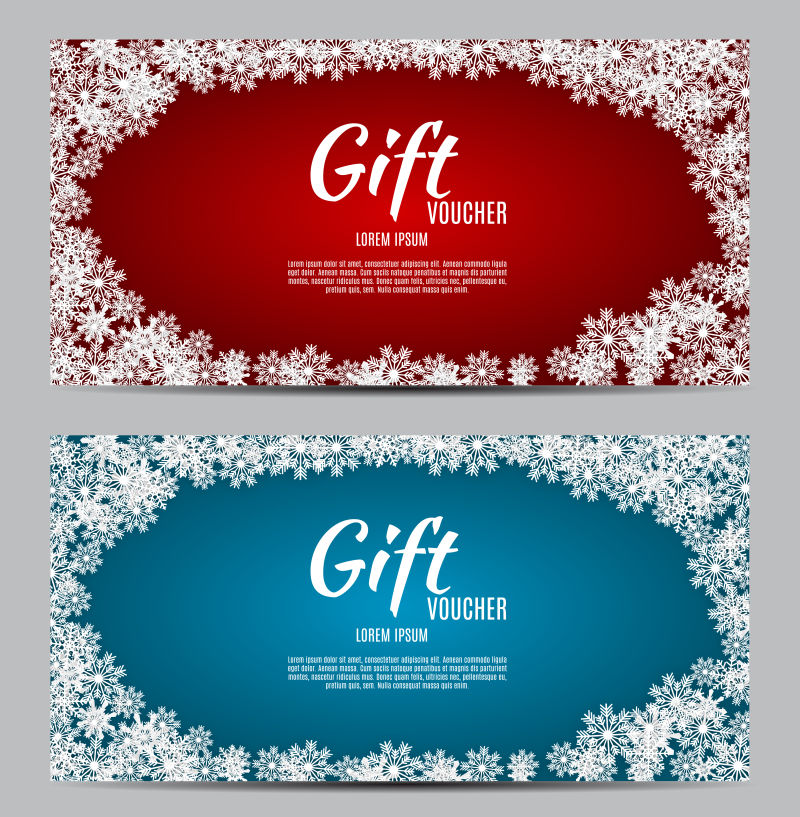 创意矢量圣诞雪花元素的礼品券设计