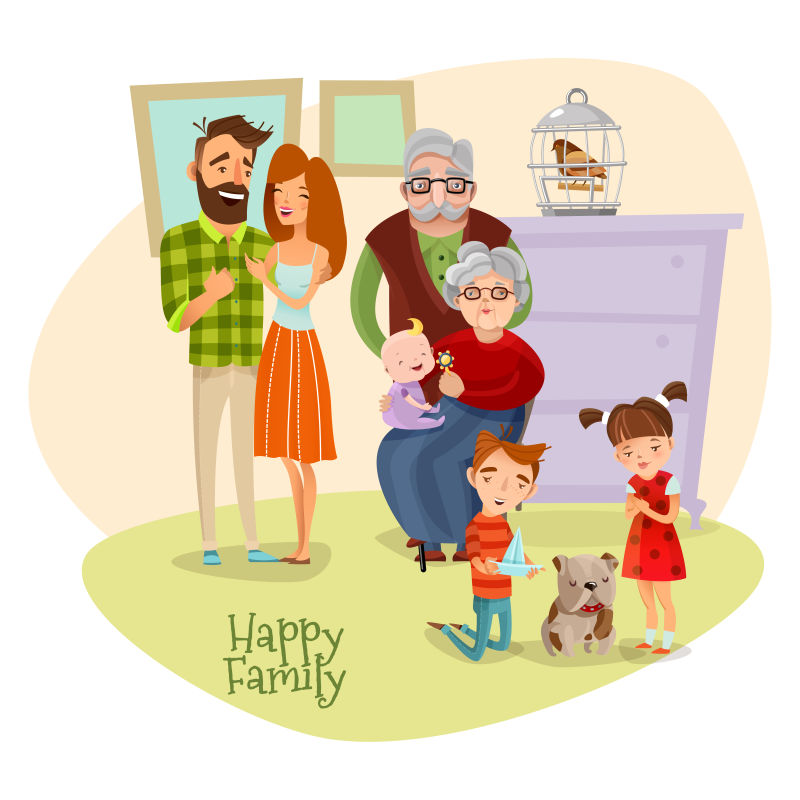 矢量卡通幸福家庭
