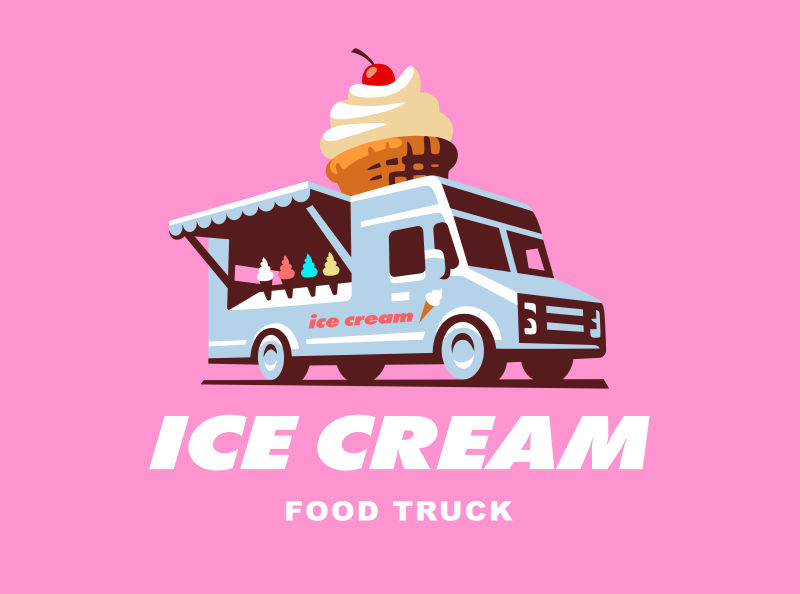 矢量的冰淇淋餐车插图