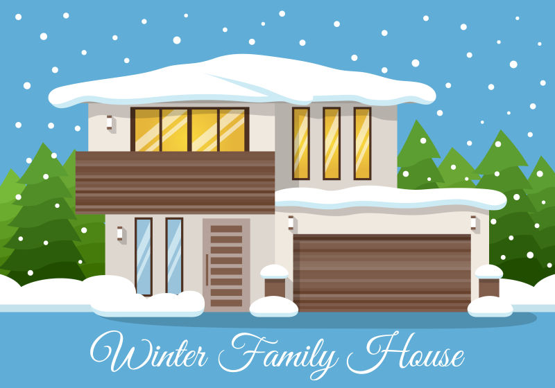 矢量冬季家庭住宅海报
