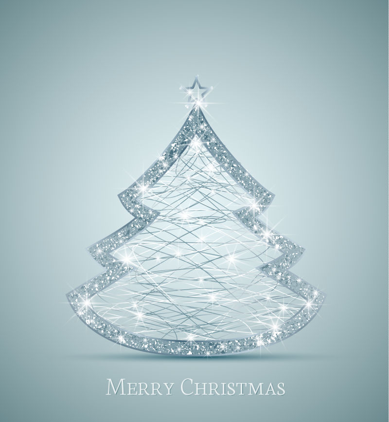 抽象的银色圣诞树矢量图