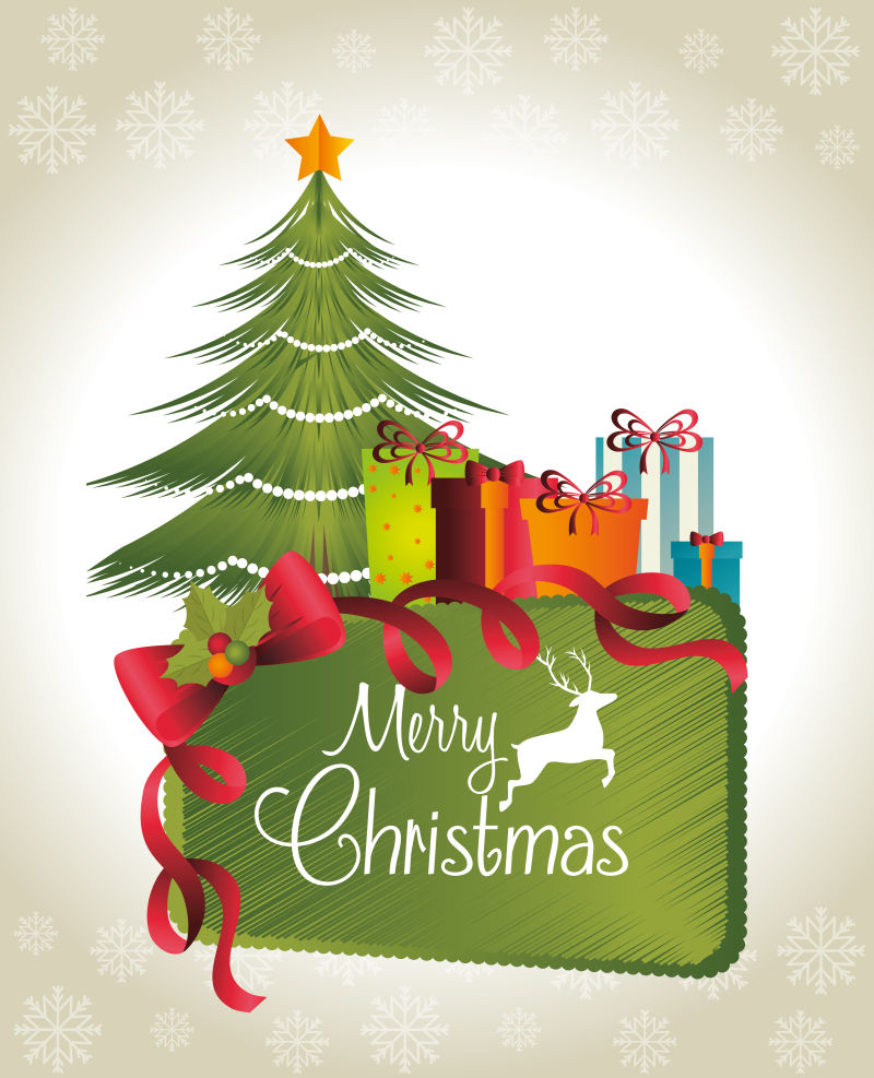 创意圣诞树和礼物矢量图