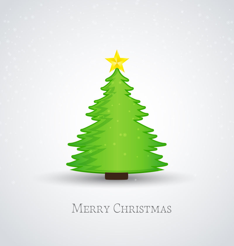 绿色圣诞树和雪花矢量图