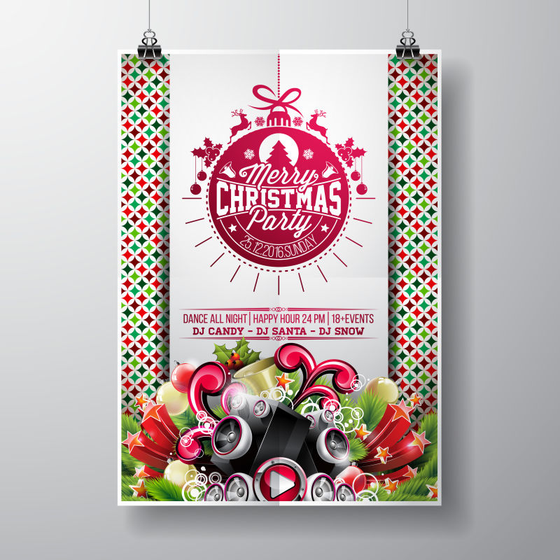 矢量圣诞快乐宣传海报设计