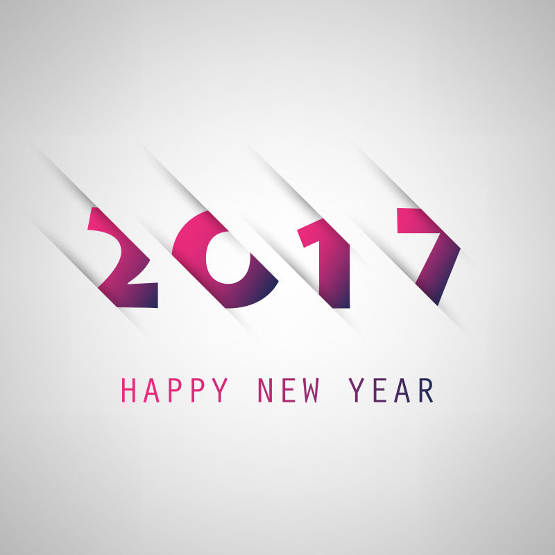 新年快乐2017抽象紫色贺卡设计
