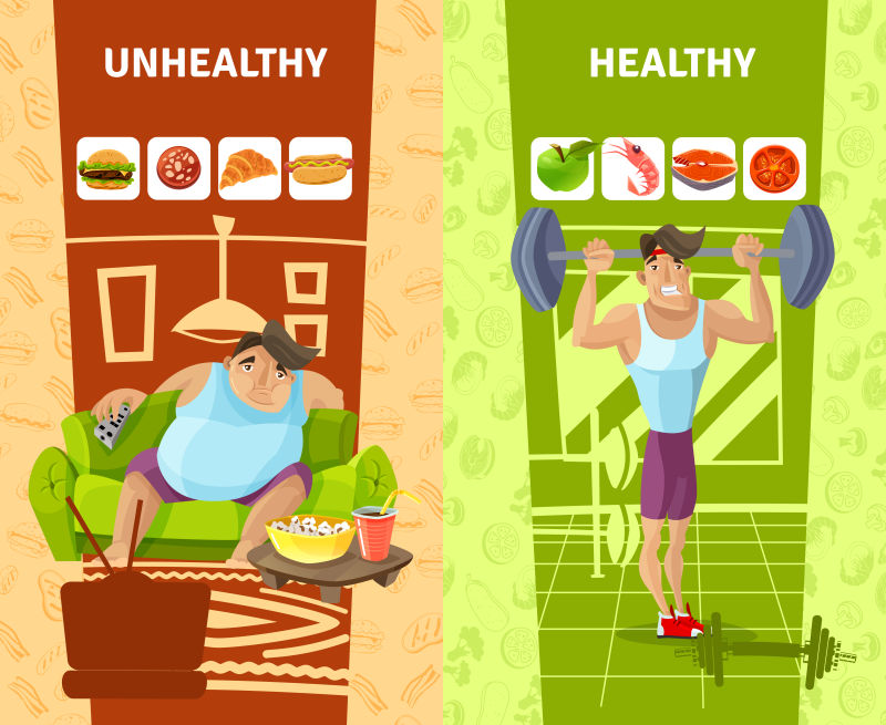 健康饮食概念矢量插图