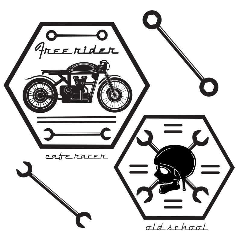 矢量设计复古摩托车标签